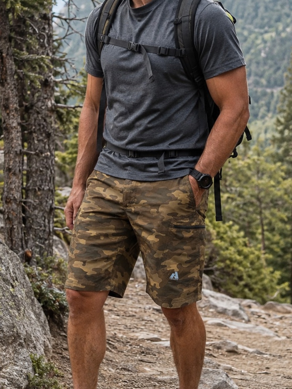Eddie Bauer First Ascent Camo Cargo Hiking Shorts Men’s 36